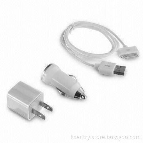 3-in-1 Charger Kit for Apple's iPhone3G/4, iPhone5 Blackberry,Nokia, HTC, p1000 and iPad